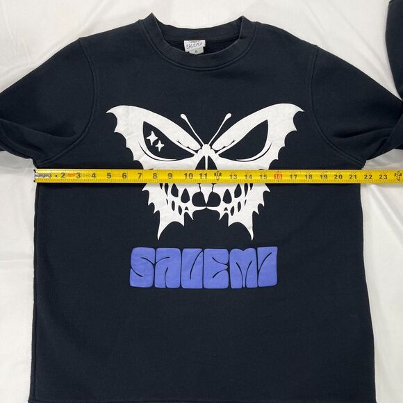 Salem7 Sz Small Pullover Sweatshirt Skull Butterfly Black Long Sleeve Skateboard - Picture 6 of 9